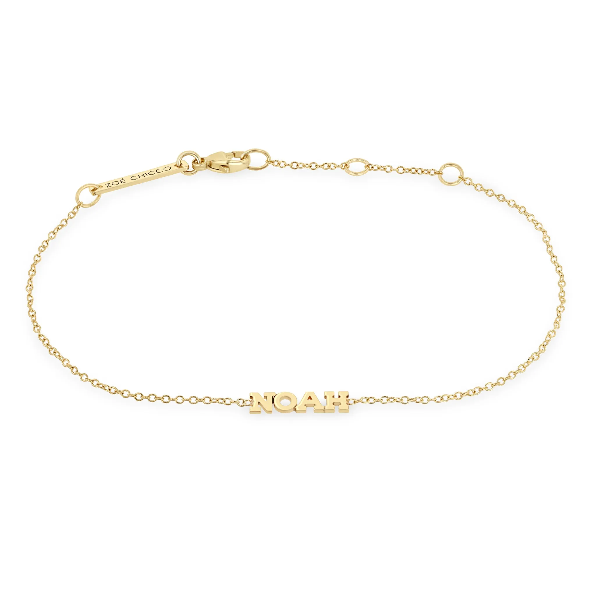 14k Gold Custom Itty Bitty Letters Bracelet