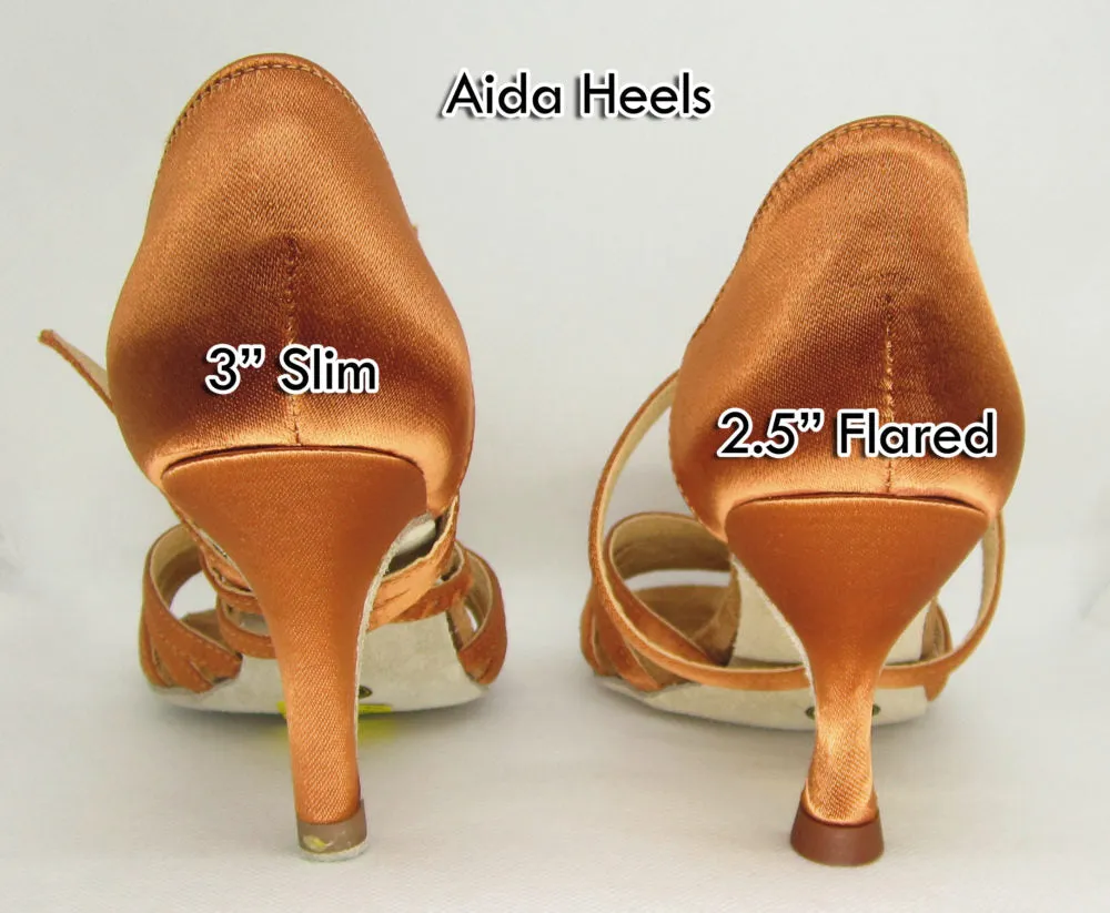 Aida Dance, 70A, Dark Tan Satin, 3” Slim Heel