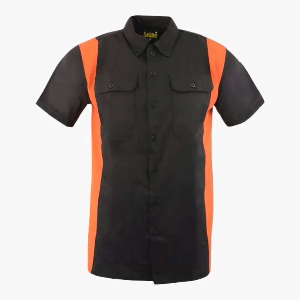 Biker Clothing Co. MDM11675.94 Men's Black and Orange Button Up