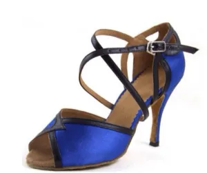 Blue Satin Ballroom Dance Shoes Latin Salsa Dance Shoes online