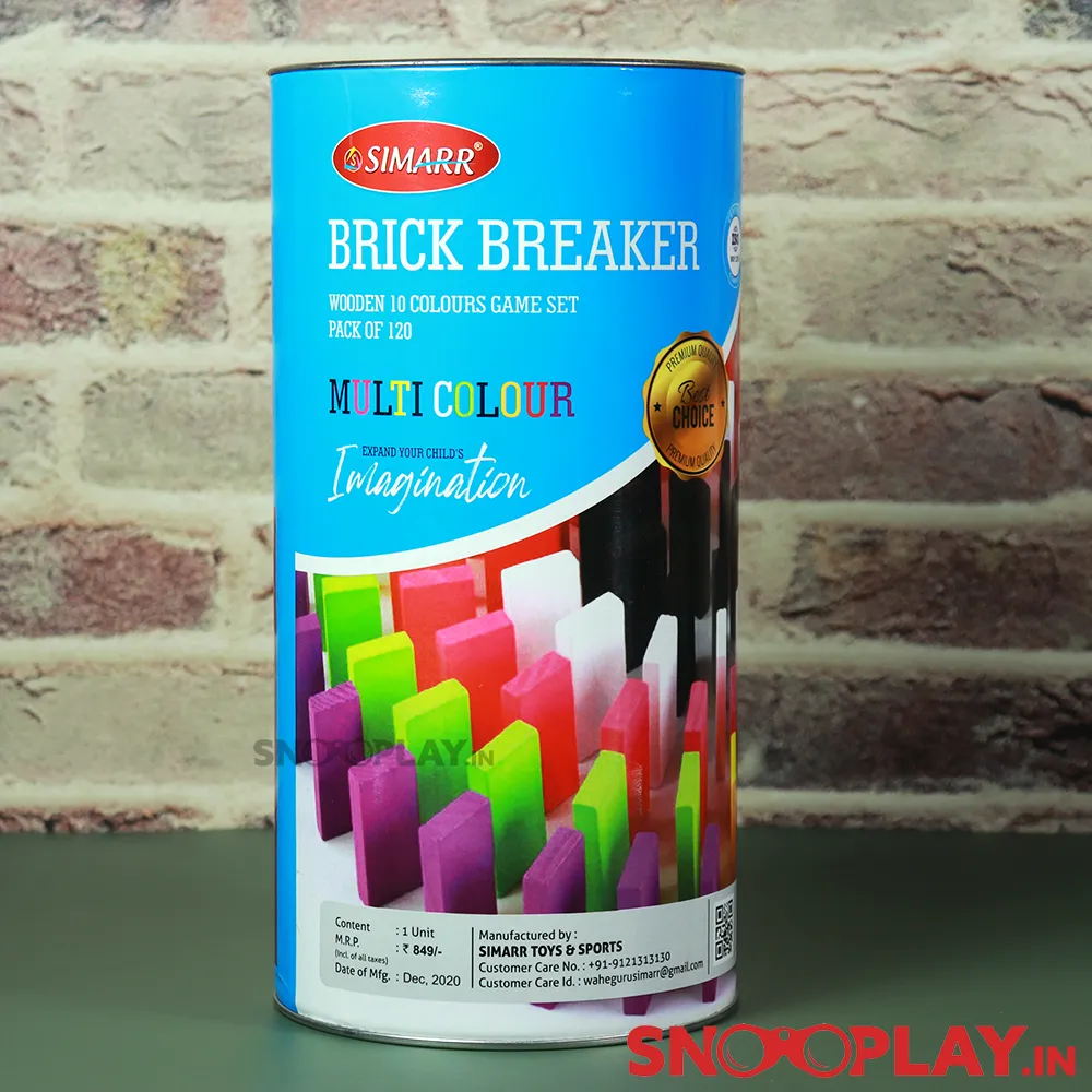 Brick Breaker (Wooden Dominos) Multi coloured- Pack of 120 pieces