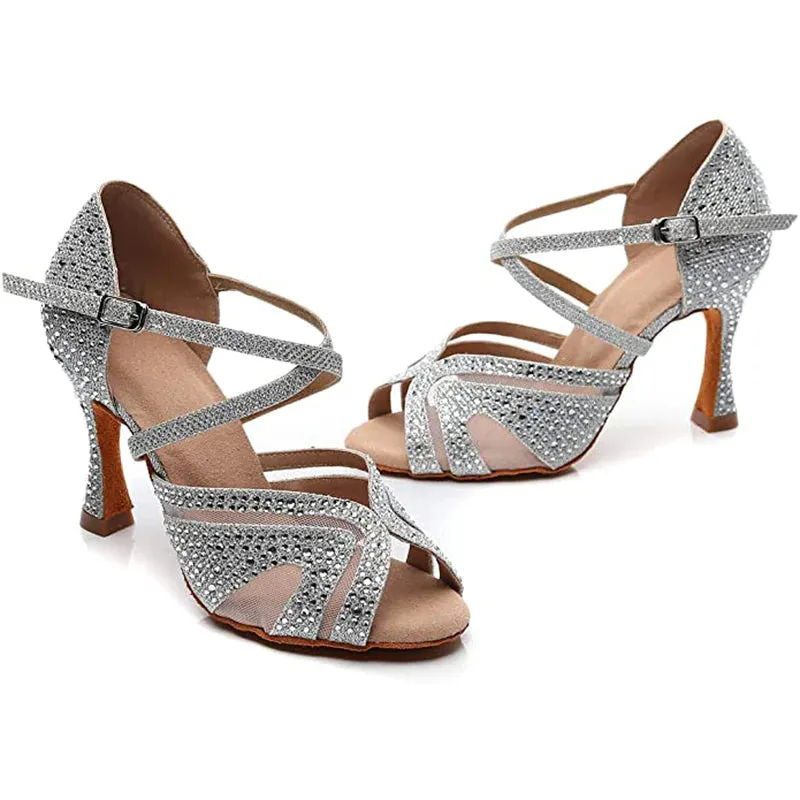 Diamante Dance Shoes Silver Ballroom Dance Shoes