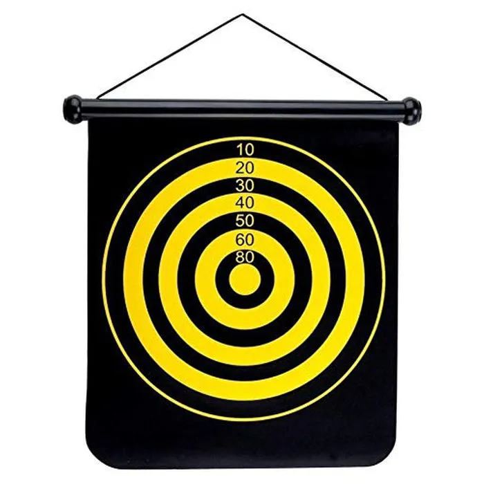 Double Sided Foldable Magnetic Dart Board Game (With 4 Darts)