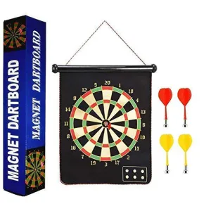 Double Sided Foldable Magnetic Dart Board Game (With 4 Darts)