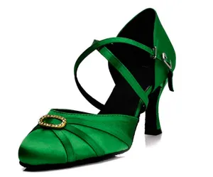 Green Closed Toe Ballroom Dance Shoes Latin Salsa Dance Shoes