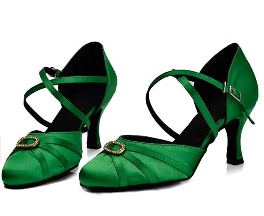 Green Closed Toe Ballroom Dance Shoes Latin Salsa Dance Shoes