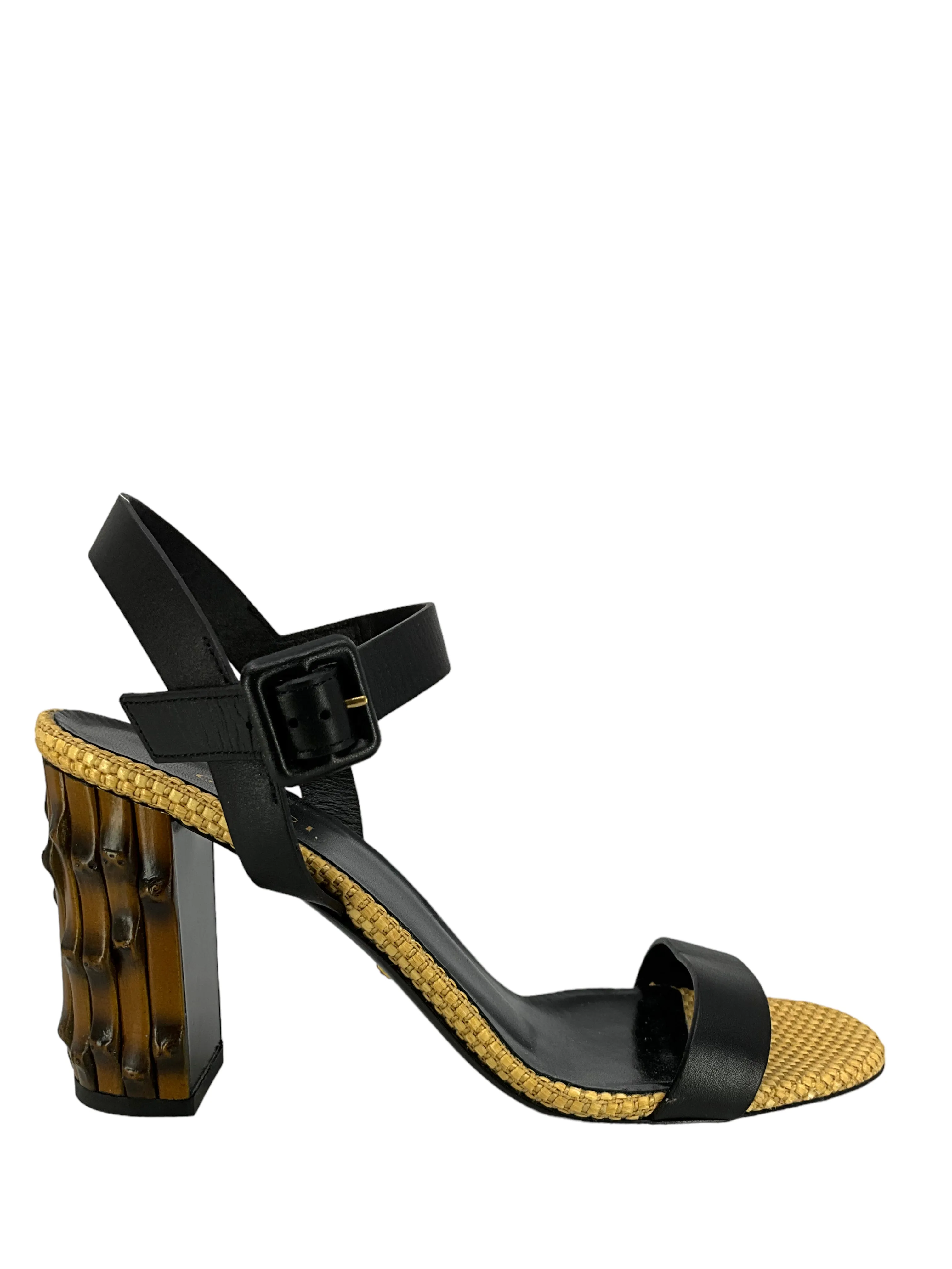 Gucci Dahlia Bamboo-Heel Ankle Strap Sandals Size 8