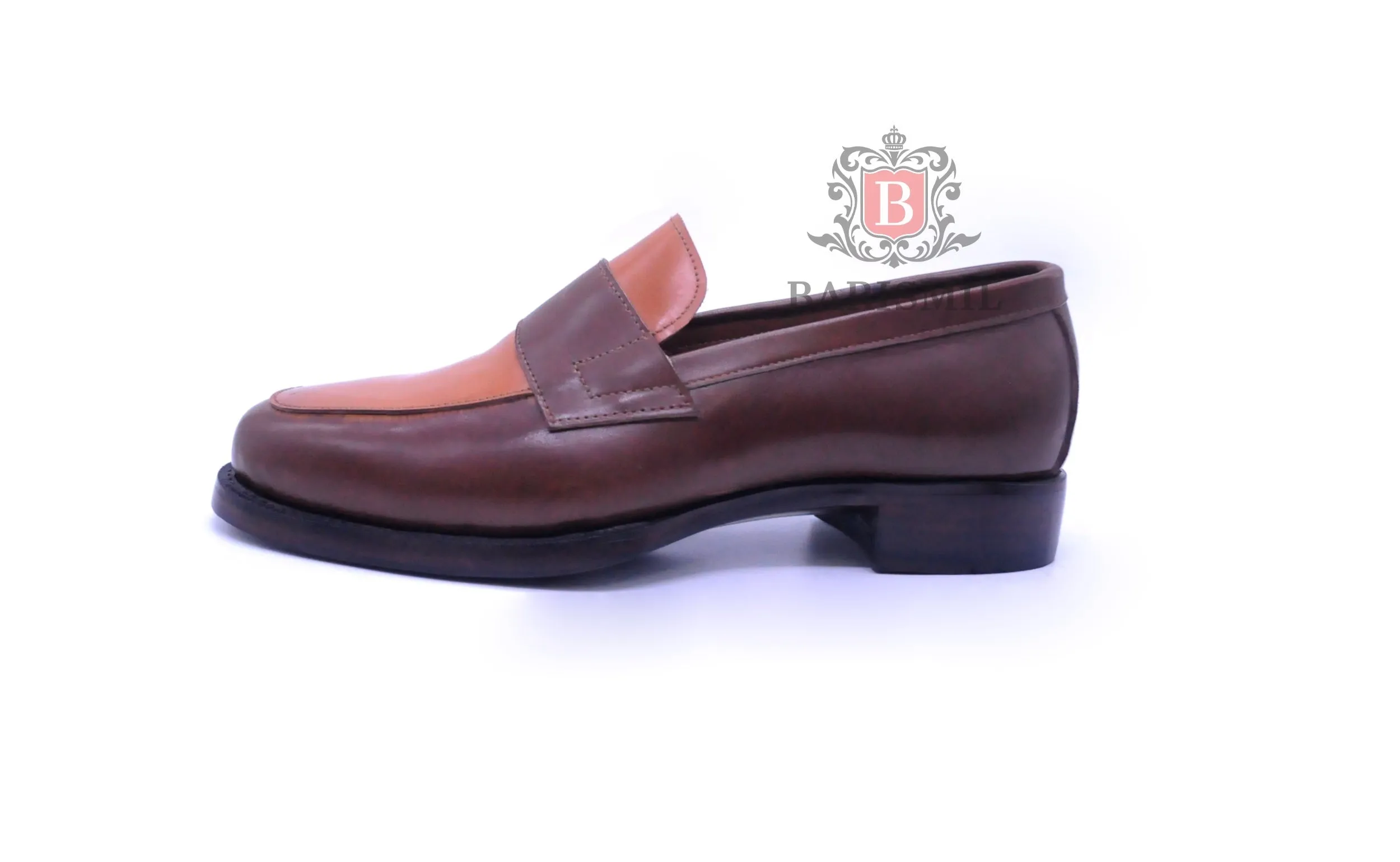 Houston | Two-Tone Brown Leather Loafers