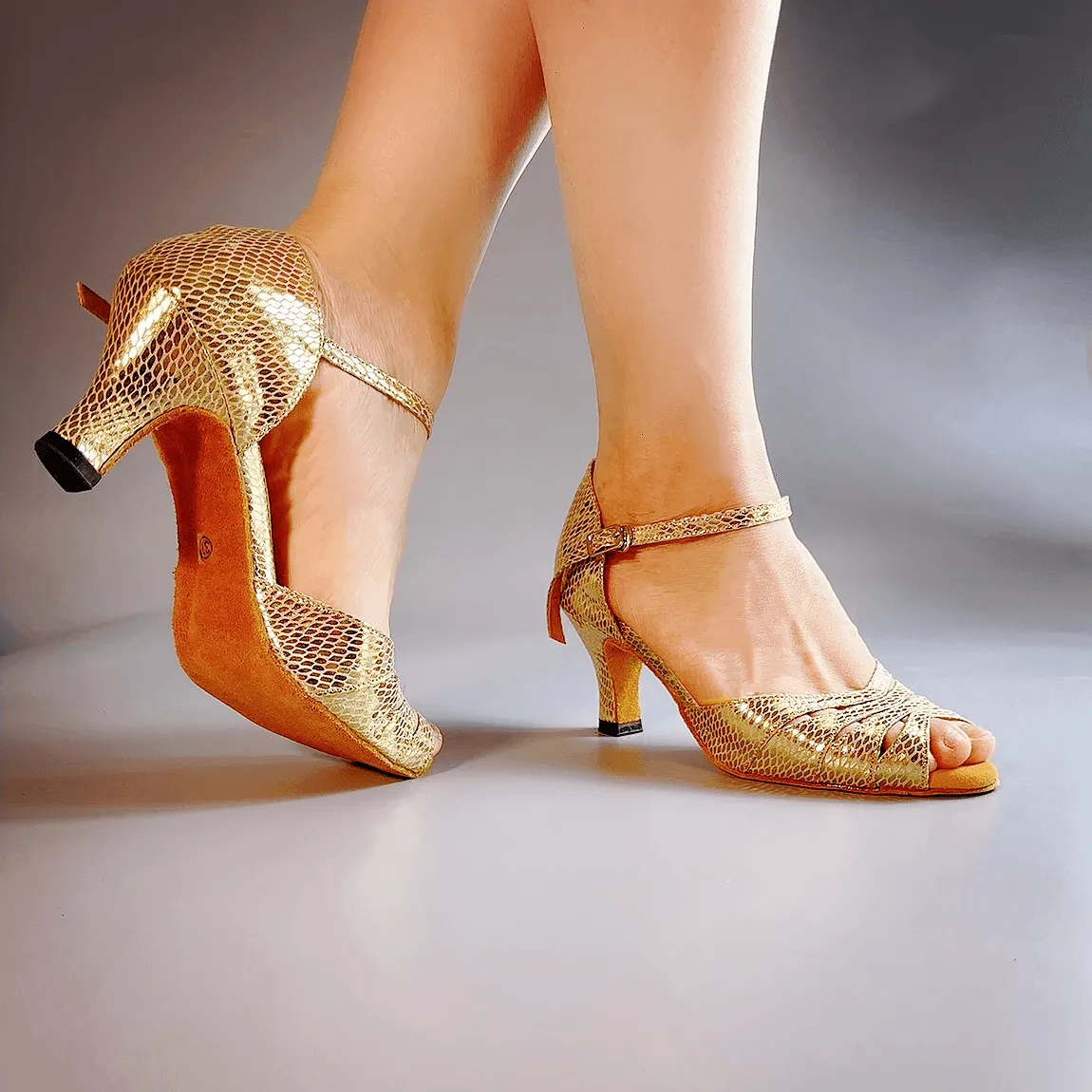 Lady's Ballroom Dance Shoes For Chacha Latin Salsa Rumba Wedding Dancing Heels Gold