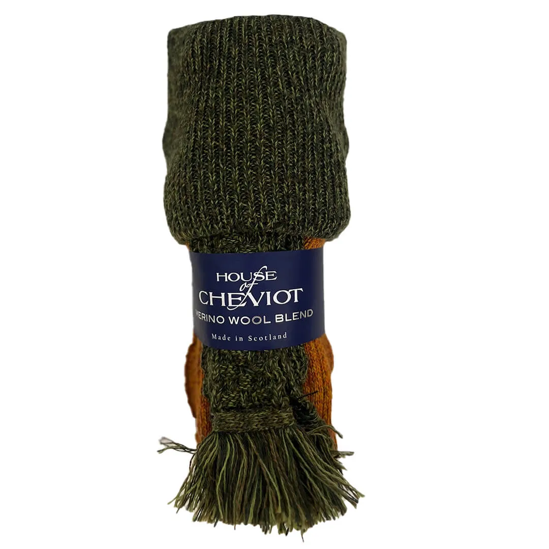 Lomond Marl Socks - Wildbroom/Scotspine   Garter Ties by House of Cheviot