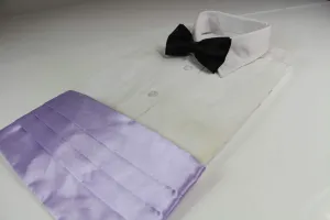 Mens Lavender Cummerbund & Black Bow Tie Set