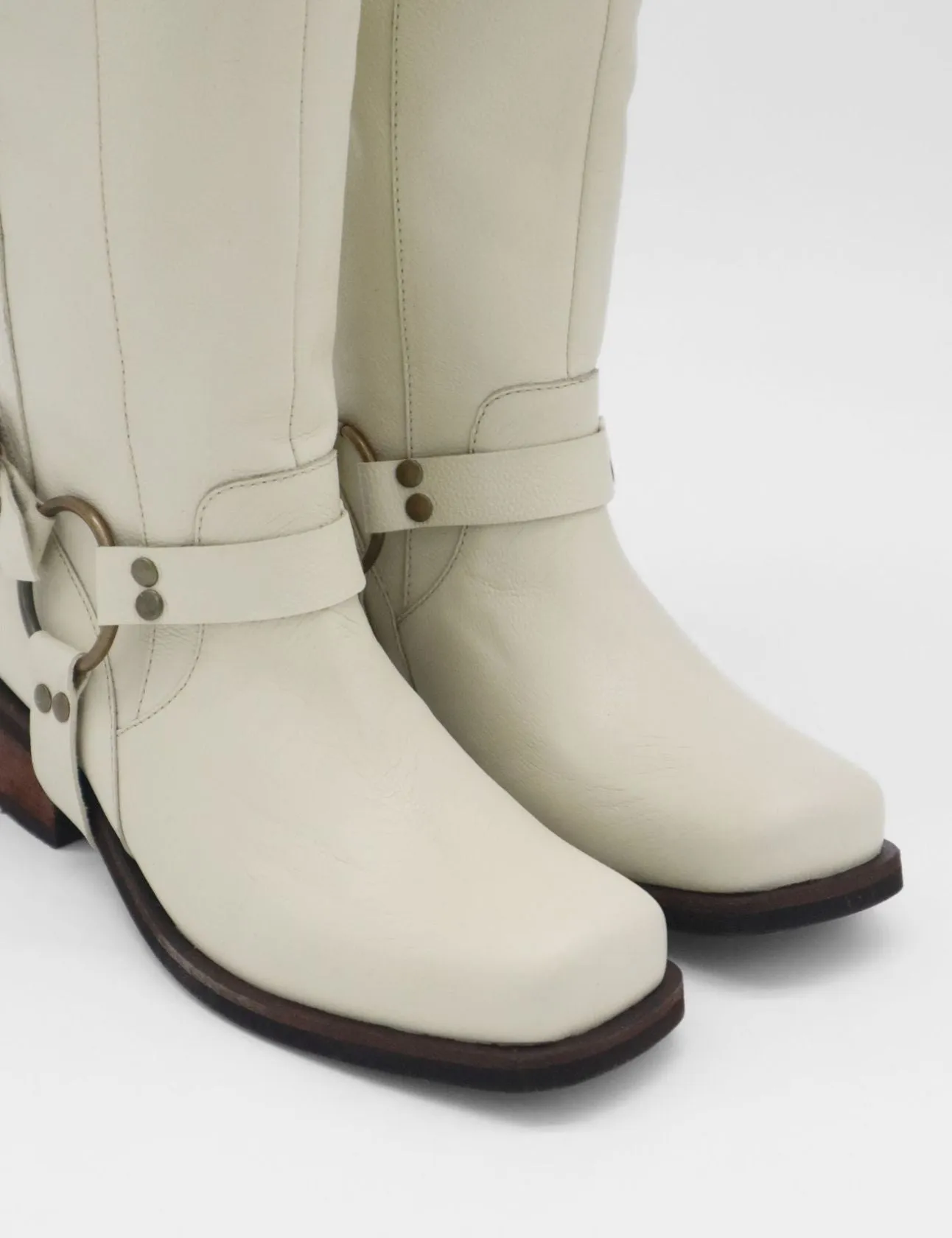 Naomi moto boot off white leather womens shoes