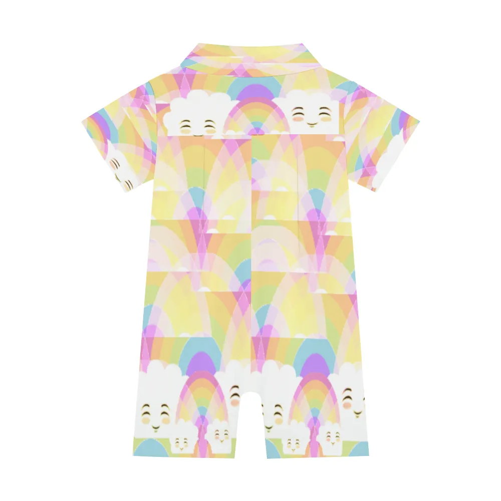 Rainbow Cloud Infant & Toddler Short Sleeve Button Romper