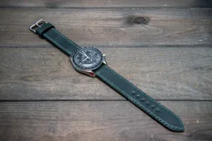 Shell Cordovan leather watch strap , Dark Green. Handmade in Finland - 10 mm, 12 mm, 14 mm, 16mm, 17 mm, 18mm, 19 mm, 20mm, 21 mm, 22mm, 23 mm, 24mm, 25 mm, 26 mm.