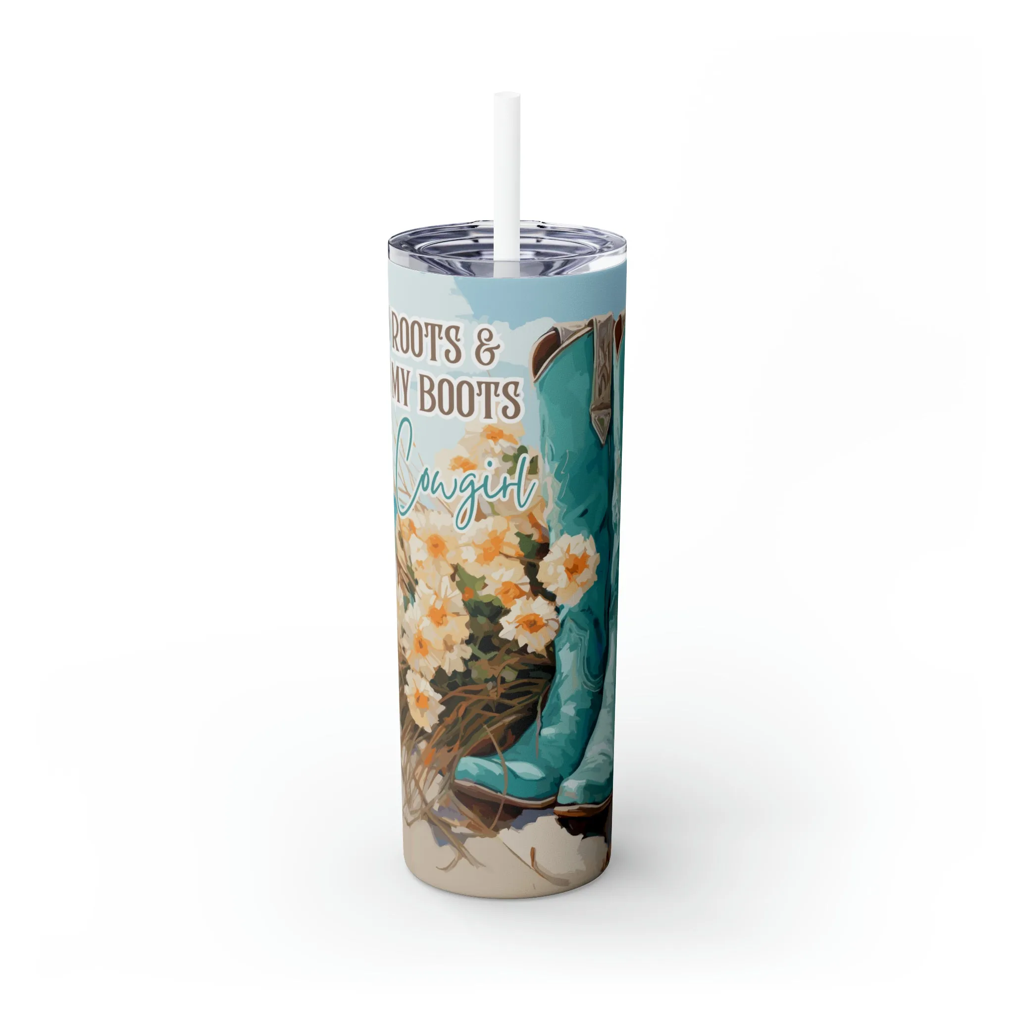 Skinny Tumbler with Straw, 20oz Country Boots