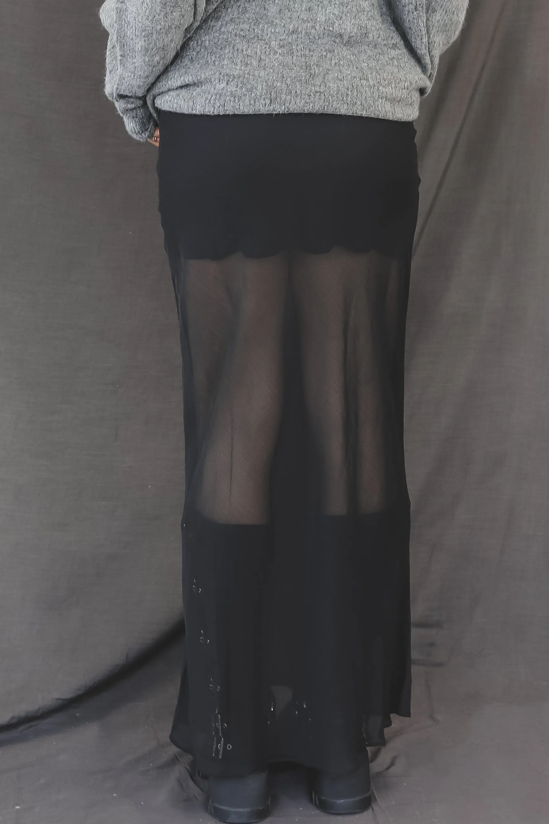 Something Spicy Black Sheer Maxi Skirt