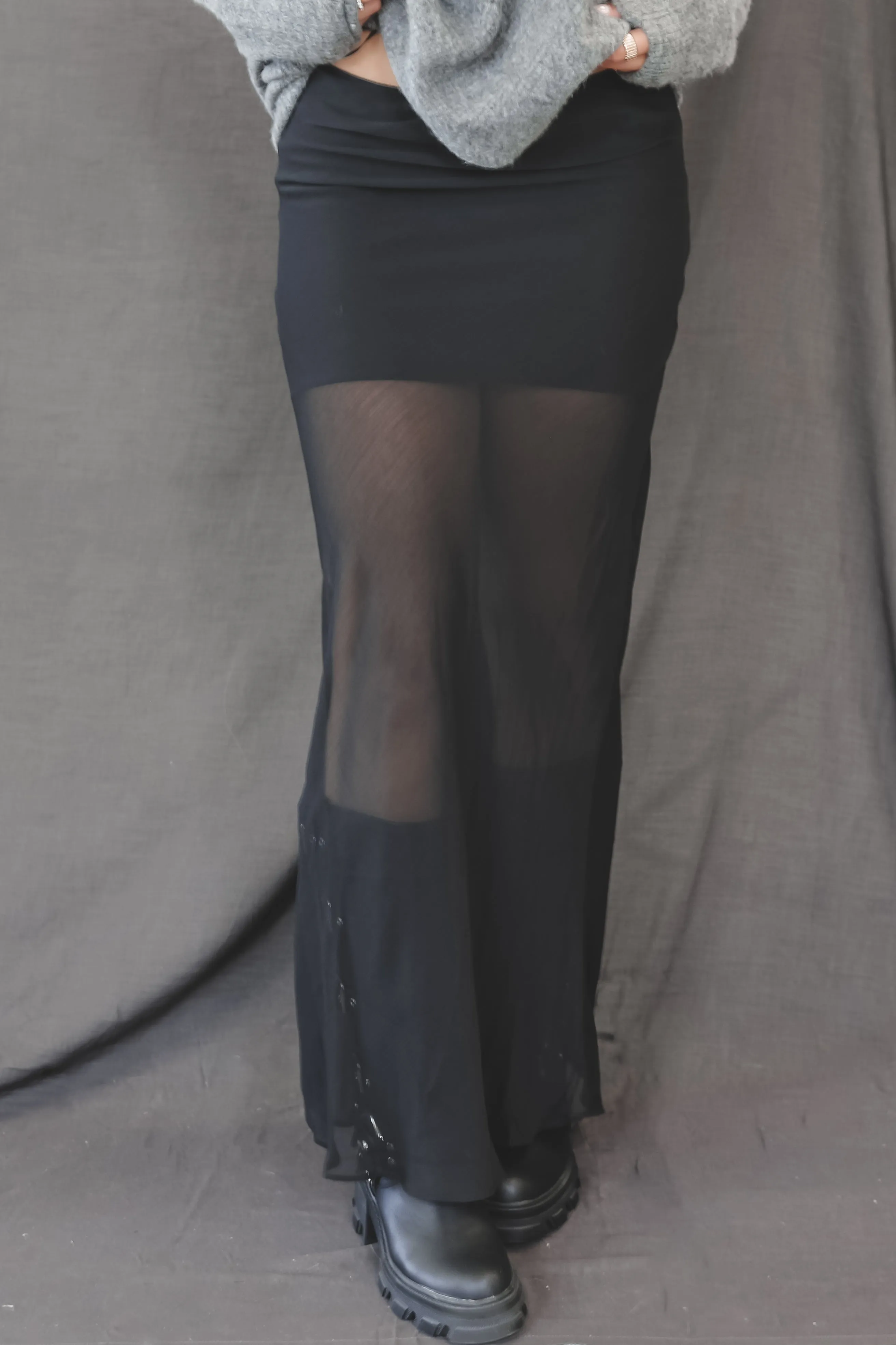 Something Spicy Black Sheer Maxi Skirt