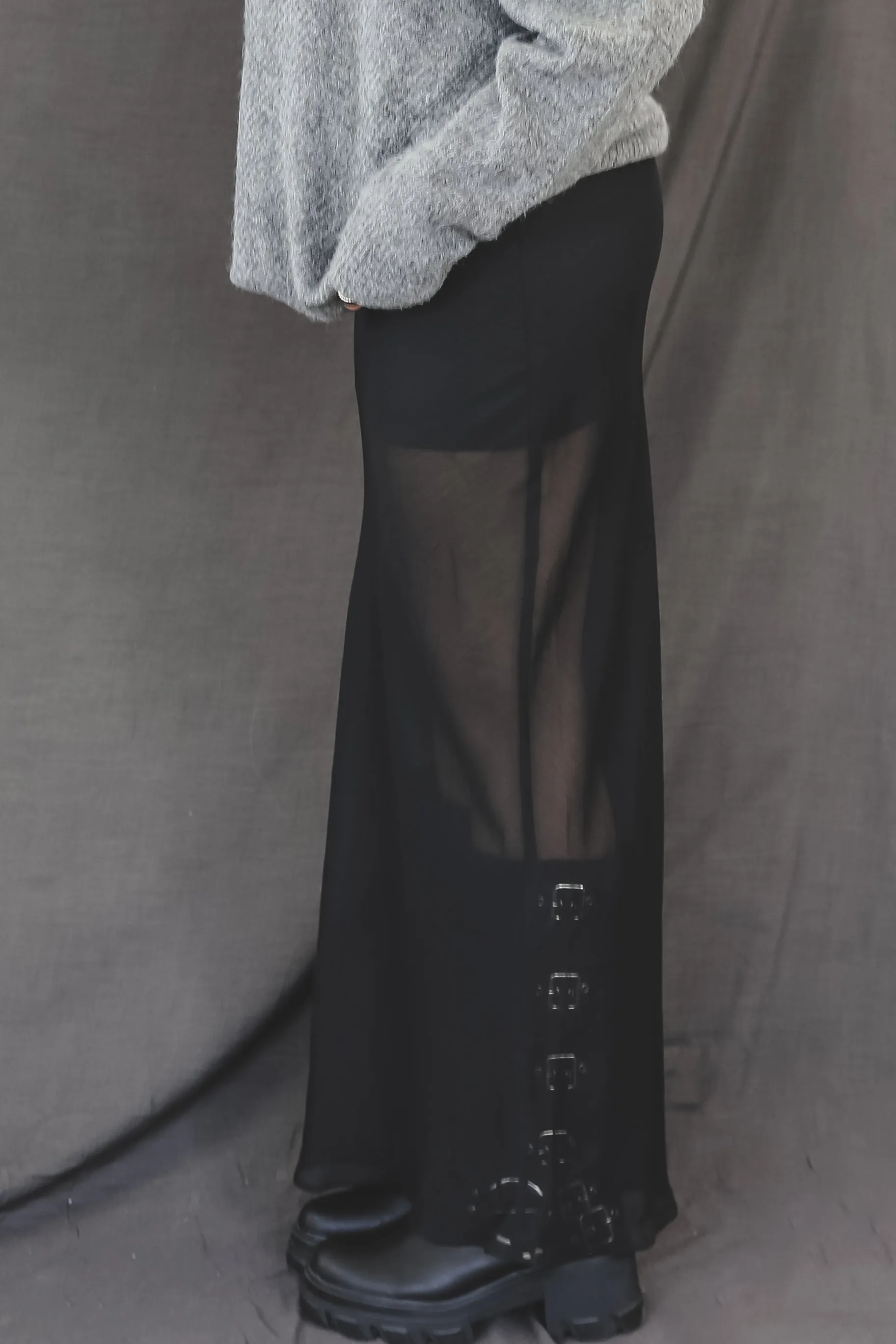 Something Spicy Black Sheer Maxi Skirt