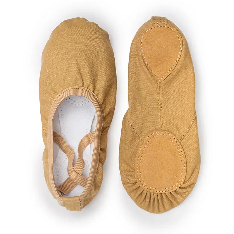 USHINE Girls Ballet Shoes Canvas Ballet Dance Slippers for Women Kids Children Practise Classic Split -Sole Adult Flat Dancing