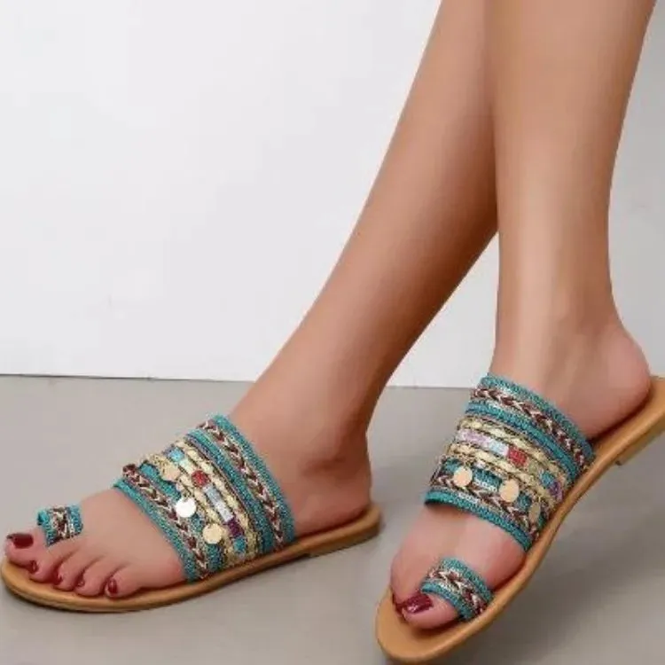 Women's Greek Style Boho Folk-custom Flat Sandals - Summer Casual Beach Shoes