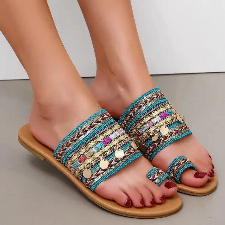 Women's Greek Style Boho Folk-custom Flat Sandals - Summer Casual Beach Shoes